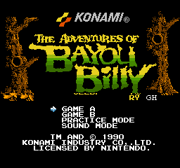Adventures of Bayou Billy, The (Europe) Title Screen